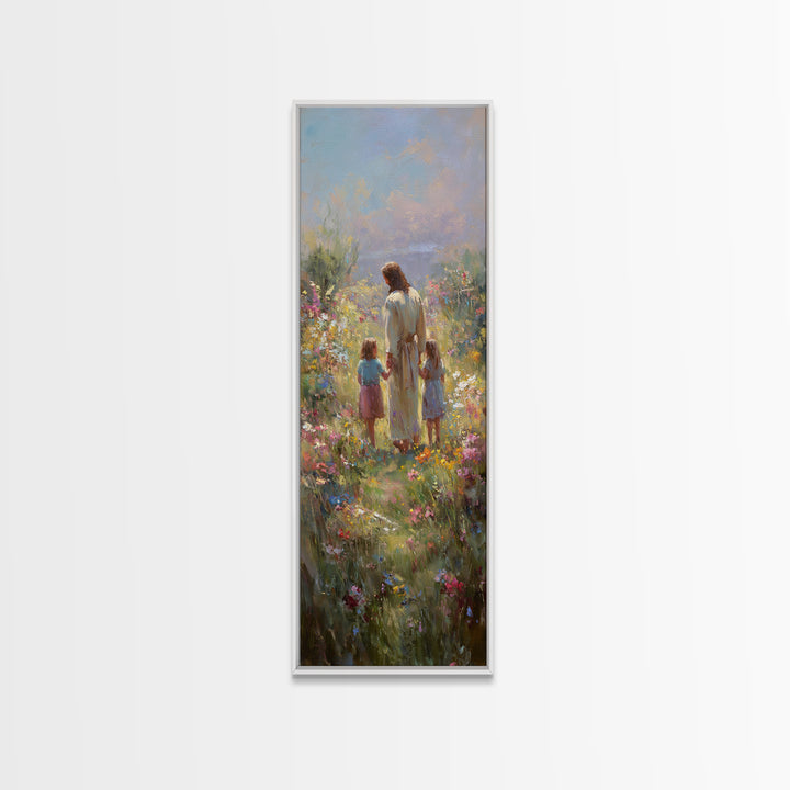 Sunlit Grace, Framed Canvas Print, Skinny Art, Christian Art Canvas, Jesus Painting, Christian Wall Art, Christian Art, Christian Gift Idea