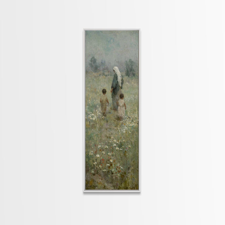 Blooming Paths Of Hope - Framed Canvas Print - Tall Skinny Art Print - Christian Art Canvas - Jesus Painting - Christian Wall Art
