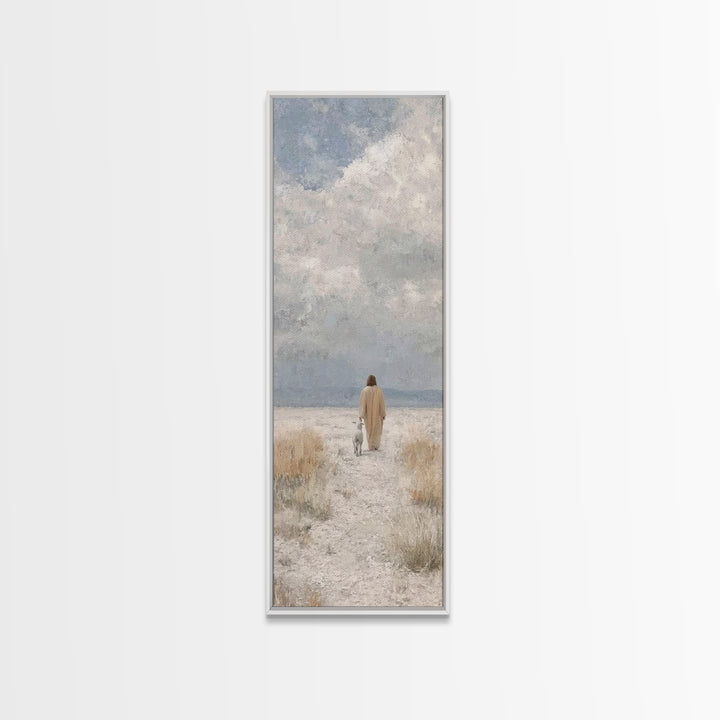 Quiet Shepherd Journey - Framed Canvas Print - Skinny Art - Christian Painting - Christian Art - Jesus Painting - Christian Decor
