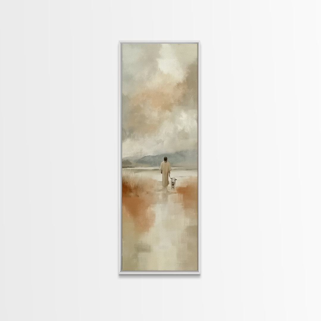 Still Waters Promise - Framed Canvas Print - Narrow Art - Christian Art Canvas - Christian Christmas Art - Jesus Painting - Christian Wall