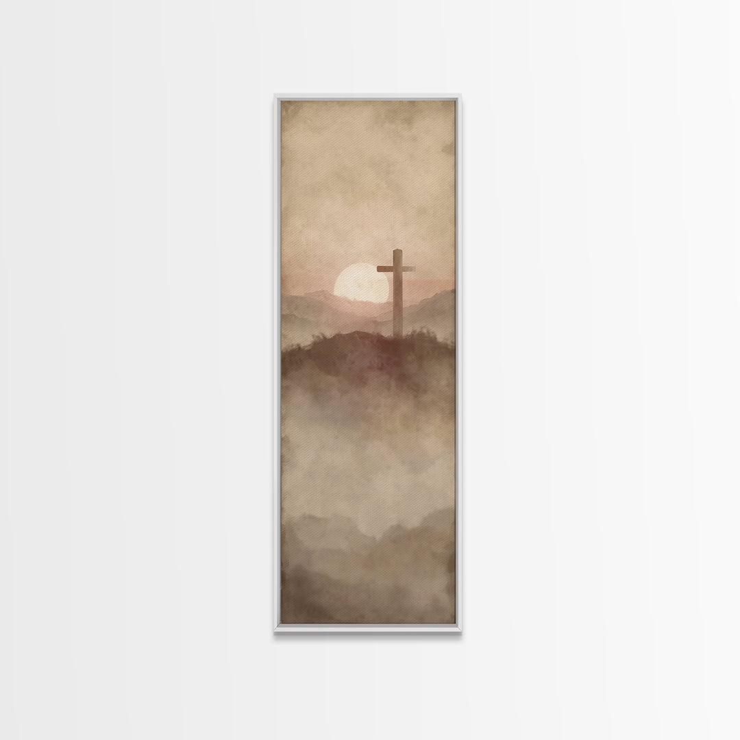 Silent Hill Cross | Framed Canvas Print | Tall Narrow Wall Art | Christian Art Canvas | Christian Wall Art | Subtle Christian Art | Christi