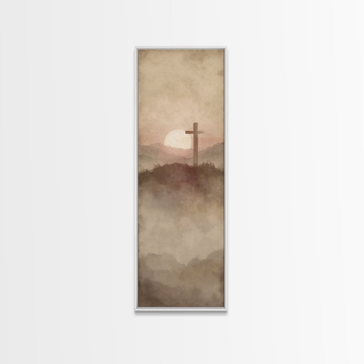 Silent Hill Cross | Framed Canvas Print | Tall Narrow Wall Art | Christian Art Canvas | Christian Wall Art | Subtle Christian Art | Christi
