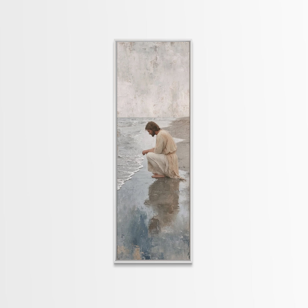 Dawnside Solitude - Framed Canvas Print - Narrow Art - Christian Wall Art - Jesus Painting - Christian Art Canvas - Christian Christmas