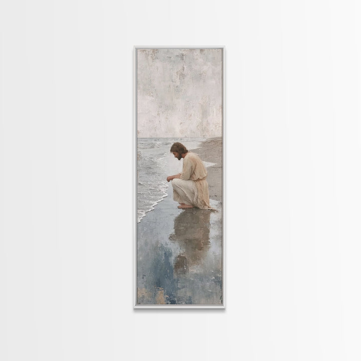 Dawnside Solitude - Framed Canvas Print - Narrow Art - Christian Wall Art - Jesus Painting - Christian Art Canvas - Christian Christmas