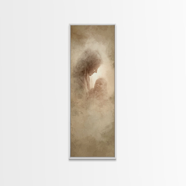 Blessed Glow | Framed Canvas Print | Narrow Art | Christian Wall Art | Christian Art Canvas | Christian Christmas Art | Jesus Art