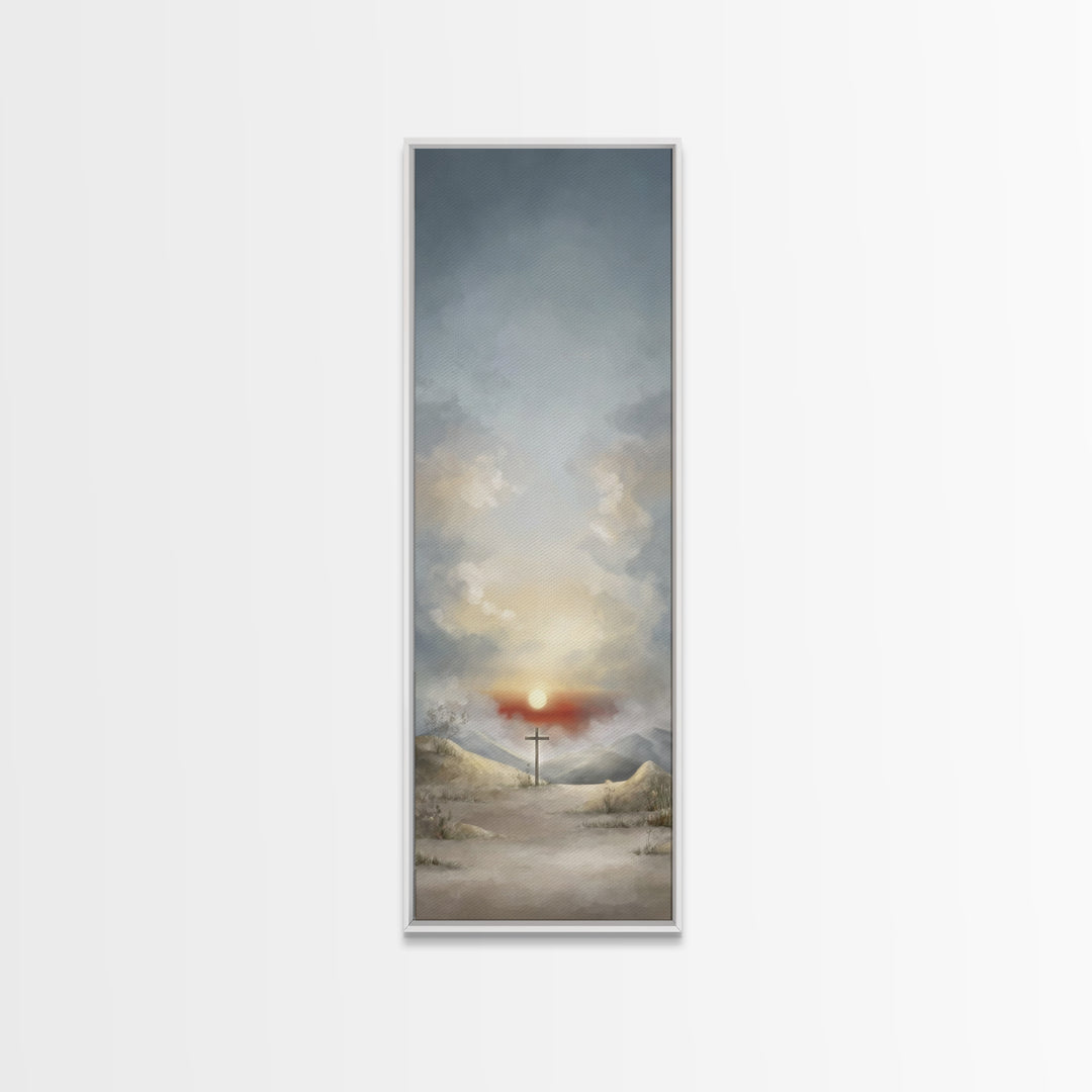 Evening Vigil, Framed Canvas Print, Narrow Art, Christian Art Canvas, Christian Wall Art, Moody Christian Art, Christian Christmas Art, Chr