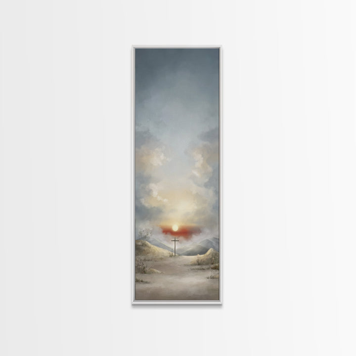 Evening Vigil, Framed Canvas Print, Narrow Art, Christian Art Canvas, Christian Wall Art, Moody Christian Art, Christian Christmas Art, Chr