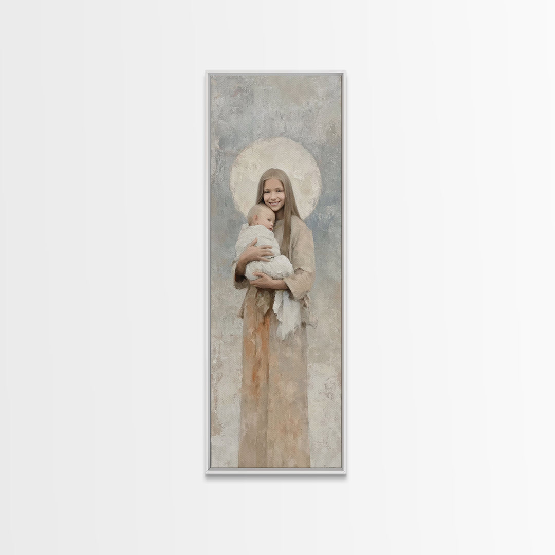 Halo Of Peace | Framed Canvas Print | Tall Skinny Art Print | Christian Art Canvas | Christian Wall Art | Christian Christmas Art