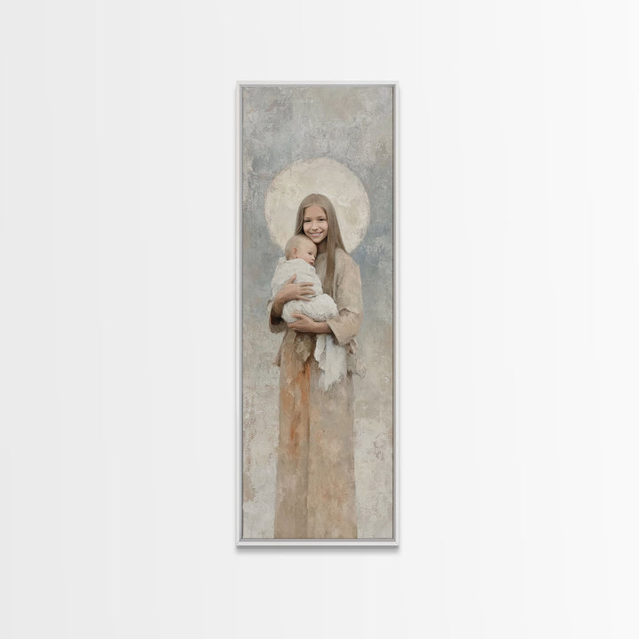 Halo Of Peace | Framed Canvas Print | Tall Skinny Art Print | Christian Art Canvas | Christian Wall Art | Christian Christmas Art