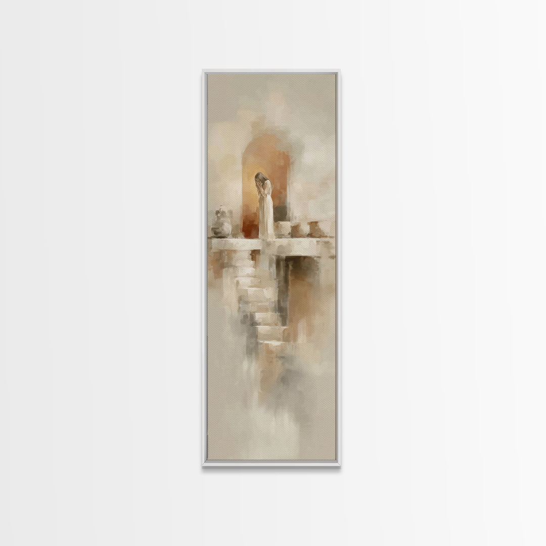 Dawn Of Mercy – Framed Canvas Print – Tall Narrow Wall Art – Christian Wall Art – Christian Art Canvas – Jesus Painting – Christian Decor