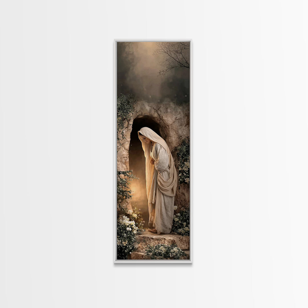 Risen Morning – Framed Canvas Print – Narrow Art – Christian Painting – Christian Wall Art – Christian Christmas Art – Christian Decor