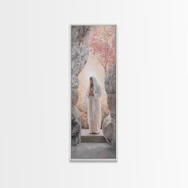 Silent Garden Path – Framed Canvas Print – Narrow Art – Christian Decor – Christian Wall Art – Christian Art Canvas – Christian Painting