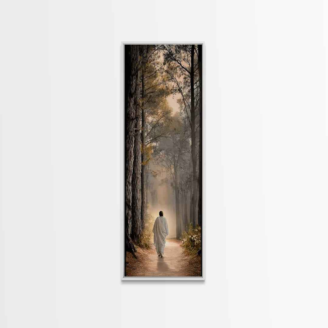 Path Of Light – Framed Canvas Print – Tall Narrow Wall Art – Christian Wall Art – Christian Art Canvas – Jesus Painting – Christian Decor