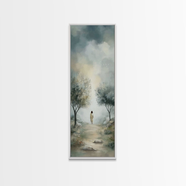 Autumn Savior – Framed Canvas Print – Tall Skinny Art Print – Christian Art – Christian Art Canvas – Christian Wall Art – Christmas Art