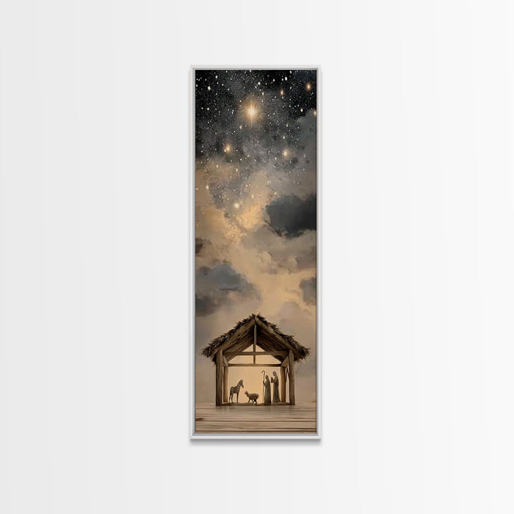Star Of Bethlehem | Framed Canvas Print | Narrow Art | Christian Christmas Art | Christmas Wall Art | Christian Art Canvas | Christian Deco