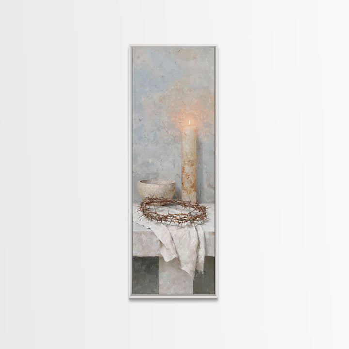 Crown Of Light – Framed Canvas Print – Tall Narrow Wall Art – Christian Art Canvas – Subtle Christian Art – Christian Wall Art – Christian