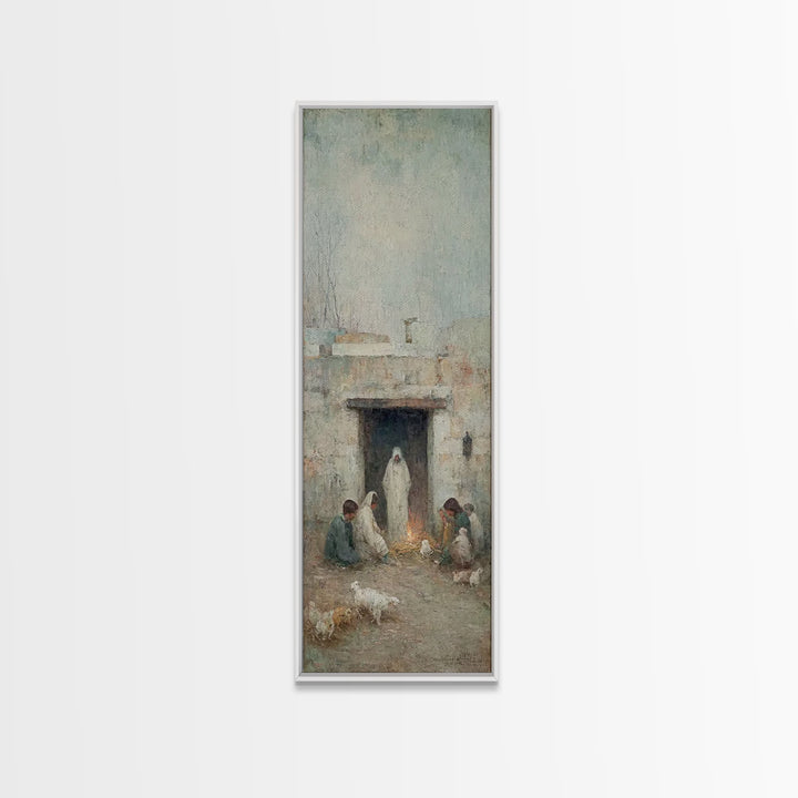 Bethlehem Hearth Peace – Framed Canvas Print – Narrow Art – Christian Christmas Art – Christian Wall Art – Jesus Painting – Christian Gift
