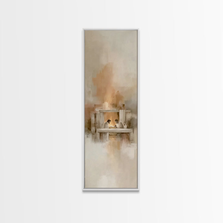 Holy Family Radiance – Framed Canvas Print – Tall Narrow Wall Art – Christian Art Canvas – Modern Christian Art – Christmas Art – Christian