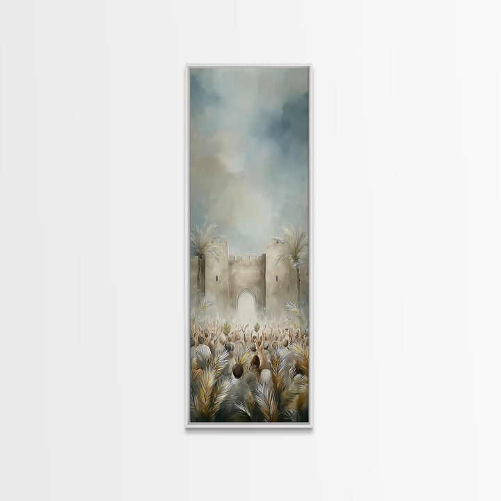 Palm Day Rejoicing – Framed Canvas Print – Tall Skinny Art Print – Christian Art – Christmas Wall Art – Christian Art Canvas – Christian Gi