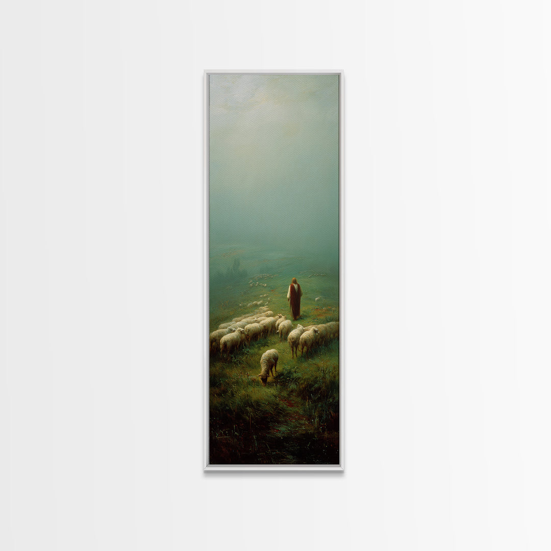 Pasture Of Peace – Framed Canvas Print – Narrow Art – Christian Art Canvas – Christian Painting – Jesus Painting – Christian Art
