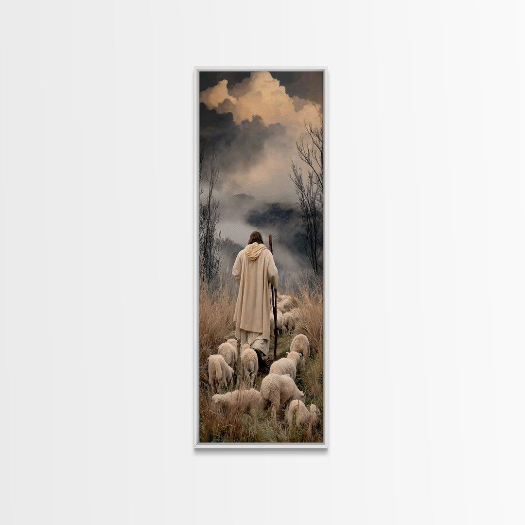 Cloud Valley Guide – Framed Canvas Print – Skinny Art – Christian Painting – Christian Art Canvas – Christian Art – Jesus Painting