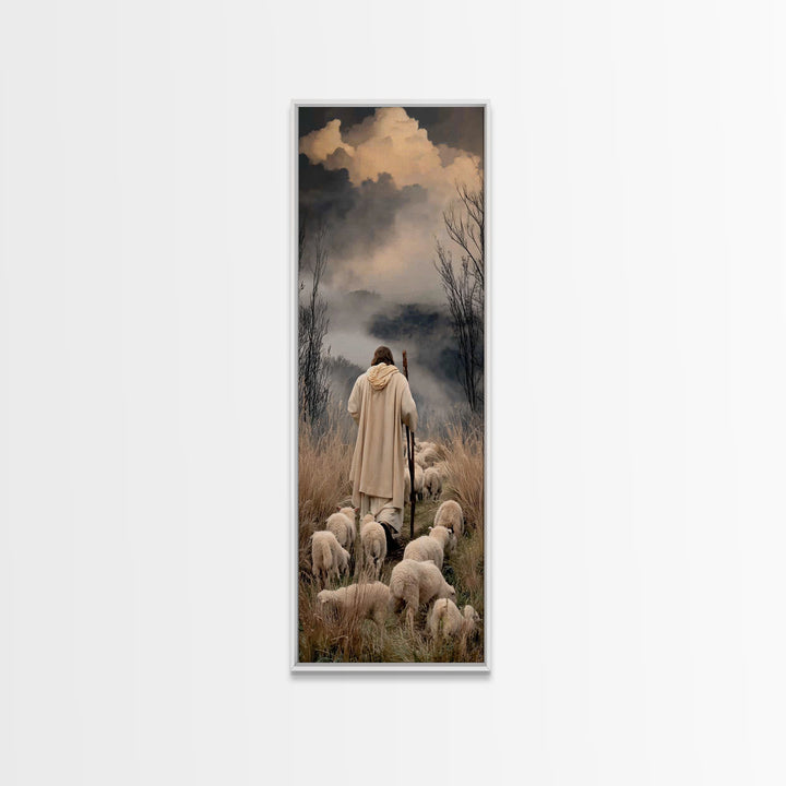 Cloud Valley Guide – Framed Canvas Print – Skinny Art – Christian Painting – Christian Art Canvas – Christian Art – Jesus Painting