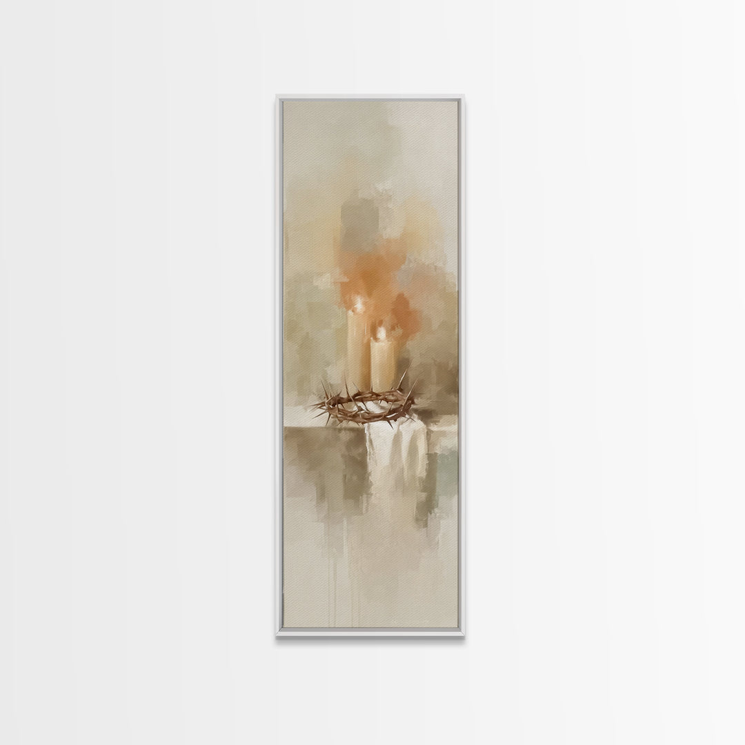 Silent Ember Grace | Framed Canvas Print | Christian Art Canvas | Modern Christian Art | Tall Skinny Art Print | Christian Wall Art | Chris
