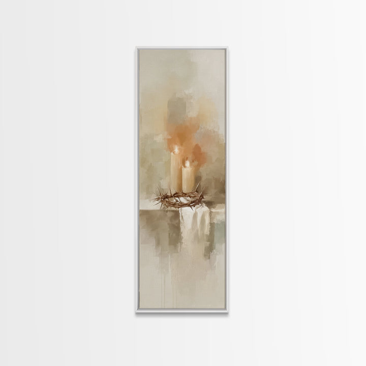 Silent Ember Grace | Framed Canvas Print | Christian Art Canvas | Modern Christian Art | Tall Skinny Art Print | Christian Wall Art | Chris