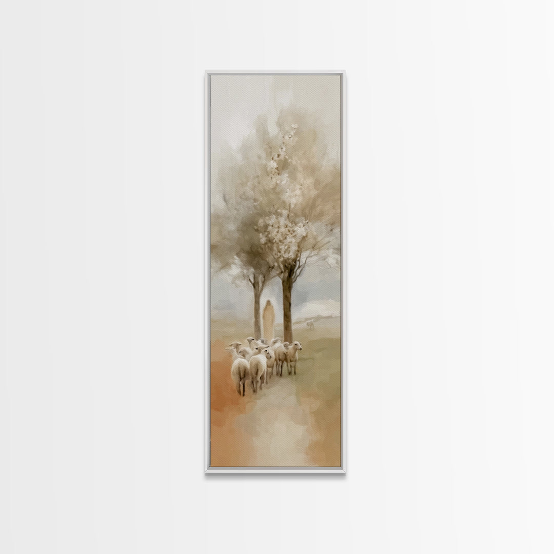 Shepherds Of Peace – Framed Canvas Print – Christian Wall Art – Jesus Painting – Tall Skinny Art Print – Christian Art Canvas – Christmas A
