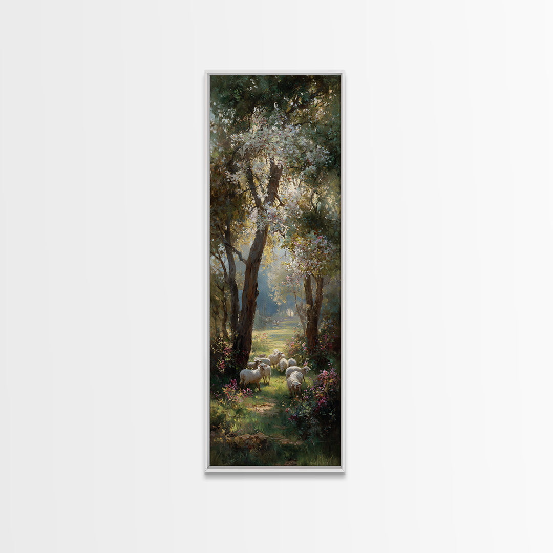 Quiet Shepherd Path | Framed Canvas Print | Christian Decor | Narrow Art | Jesus Wall Art | Christian Art Painting | Christmas TV Art