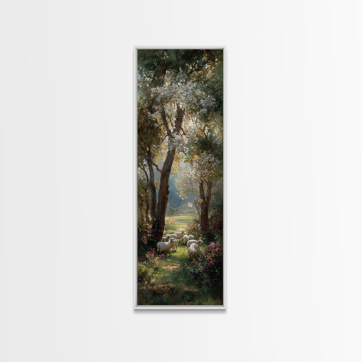 Quiet Shepherd Path | Framed Canvas Print | Christian Decor | Narrow Art | Jesus Wall Art | Christian Art Painting | Christmas TV Art