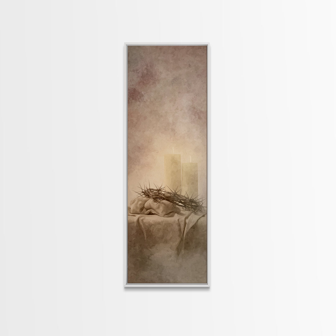 Radiant Mercy Candles, Framed Canvas Print, Christian Wall Art, Christmas Art Prints, Skinny Art, Christian Art Canvas, Christian Christmas