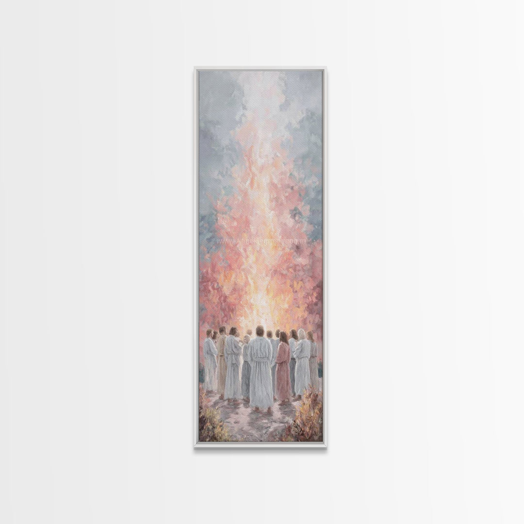 Flame Of Promise – Framed Canvas Print – Tall Skinny Art Print – Christian Art Canvas – Christian Wall Art – Jesus Painting – Modern Christ