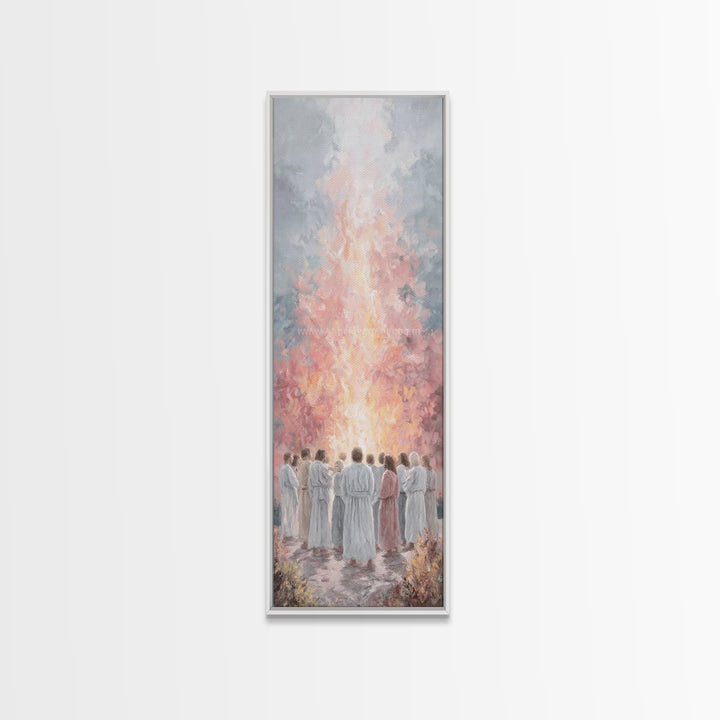 Flame Of Promise – Framed Canvas Print – Tall Skinny Art Print – Christian Art Canvas – Christian Wall Art – Jesus Painting – Modern Christ