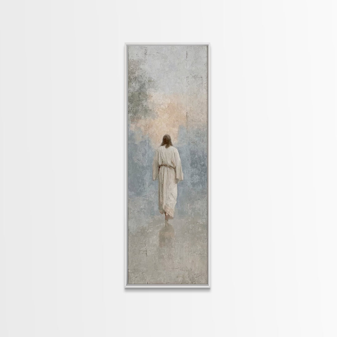 Solitary Savior – Framed Canvas Print – Tall Skinny Art Print – Christian Art Canvas – Jesus Painting – Christian Wall Art – Subtle Christi