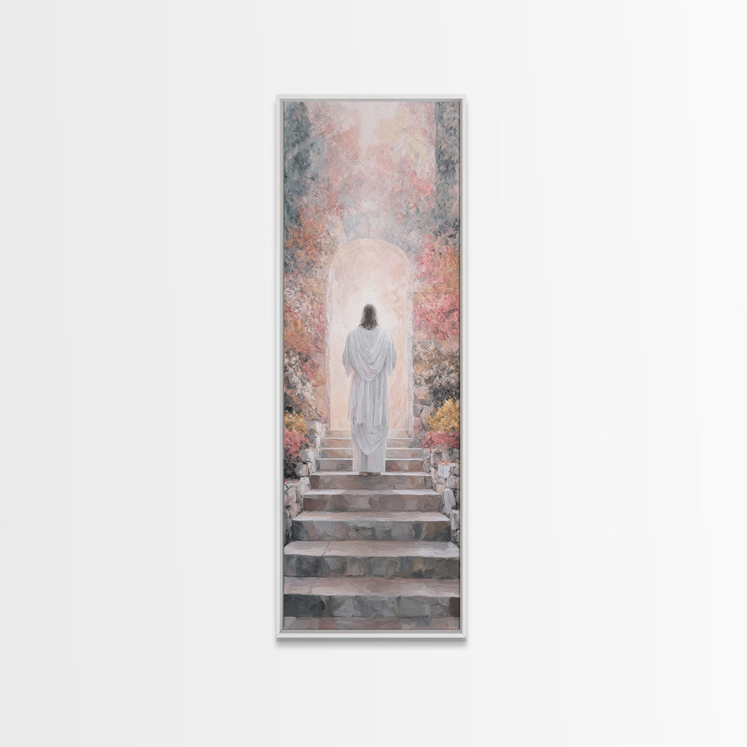 Garden of Light | Framed Canvas Print | Narrow Art | Christian Art Canvas | Jesus Painting | Christian Wall Art | Christian Gift