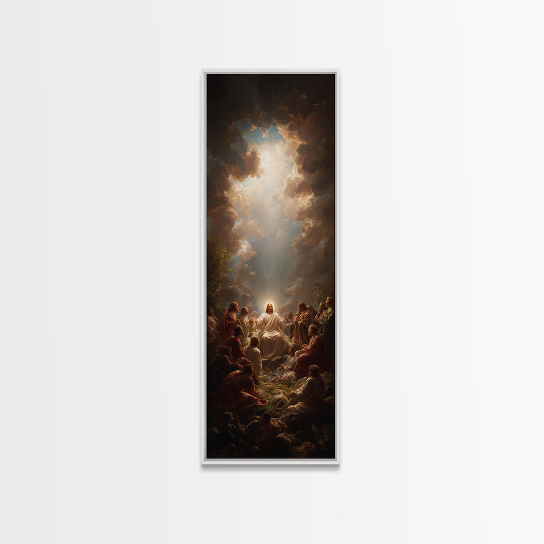 Divine Teaching – Framed Canvas Print – Skinny Art – Christian Wall Art – Christian Art Canvas – Jesus Painting – Modern Christian Art