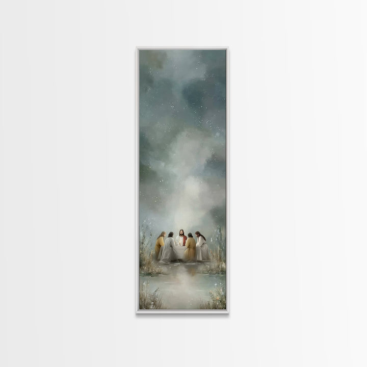 Night Of Fellowship – Framed Canvas Print – Tall Narrow Wall Art – Christian Wall Art – Jesus Painting – Christian Art Canvas – Christian D