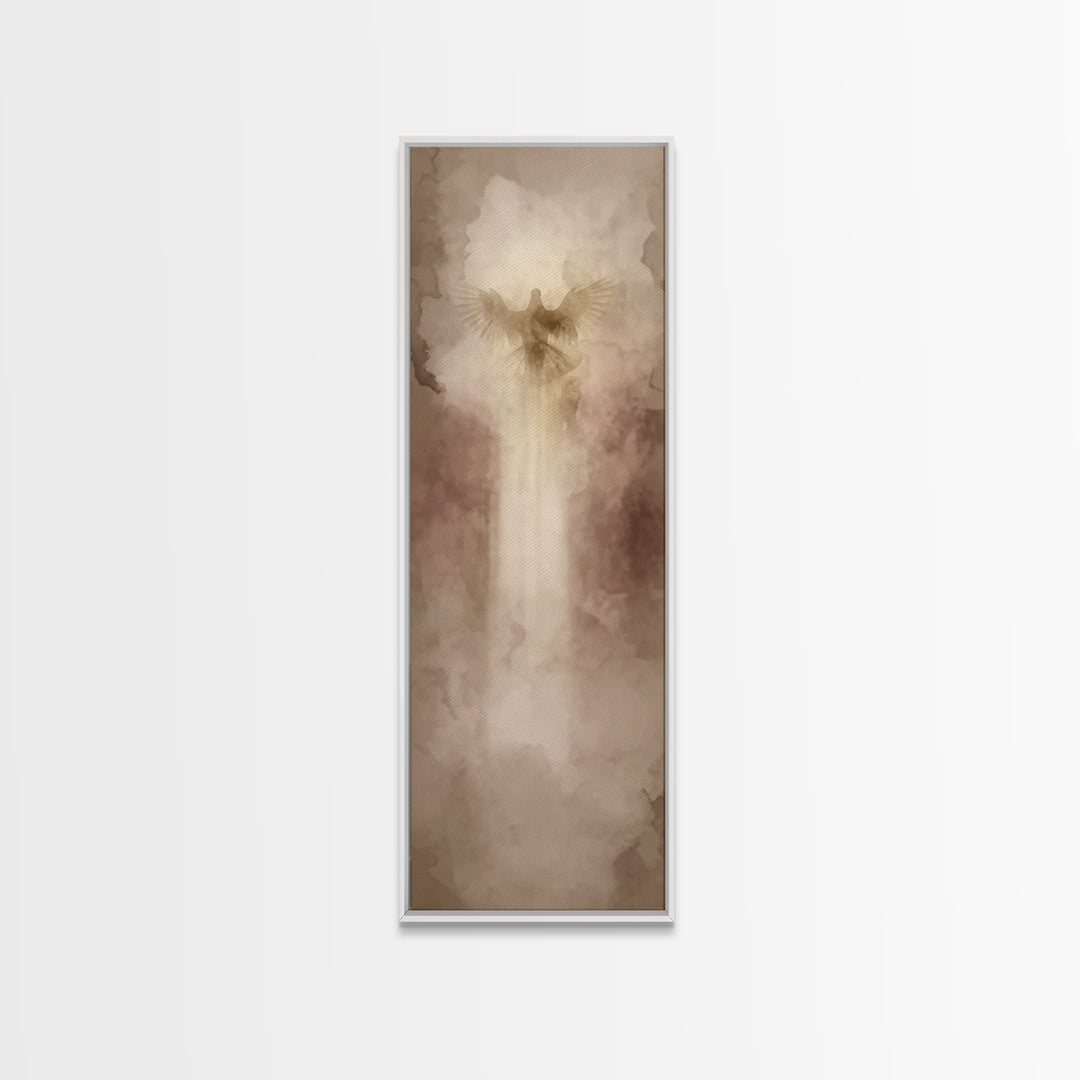 Heavenly Ascent Dove, Framed Canvas Print, Christian Art Canvas, Modern Christian Art, Tall Skinny Art Print, Christian Painting, Christian