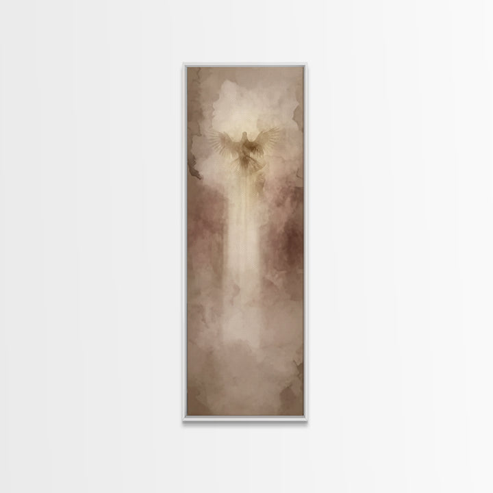 Heavenly Ascent Dove, Framed Canvas Print, Christian Art Canvas, Modern Christian Art, Tall Skinny Art Print, Christian Painting, Christian