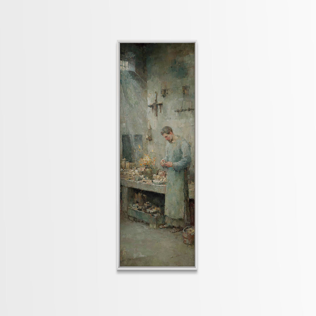 Crafted In Faith – Framed Canvas Print – Tall Narrow Wall Art – Christian Wall Art – Jesus Painting – Christian Art Canvas – Unique Christi