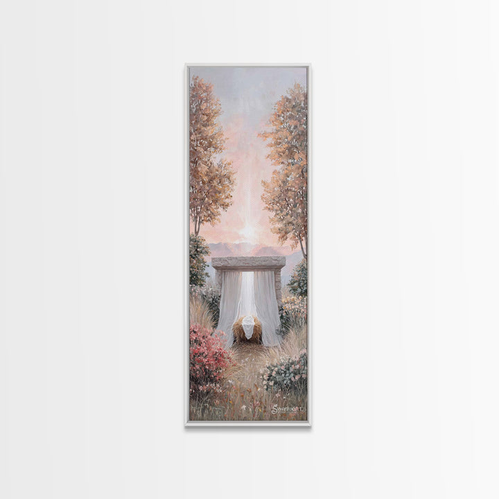 Dawn Of Bethlehem – Framed Canvas Print – Tall Narrow Wall Art – Christian Art – Christmas Art – Christian Art Canvas – Christian Paintings