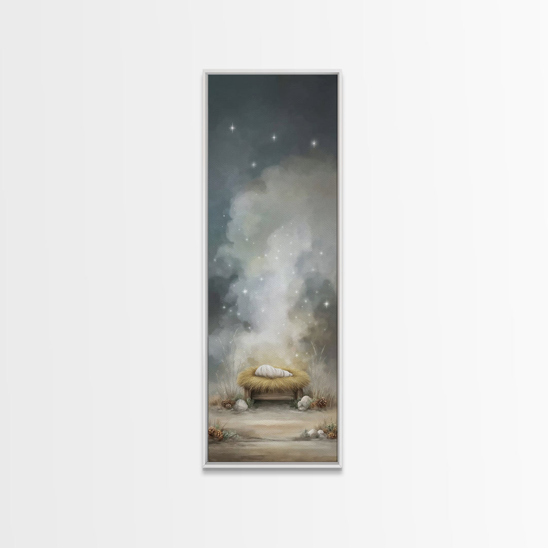 Starborn Holy Child – Framed Canvas Print – Skinny Art – Christian Art Canvas – Christian Wall Art – Christmas Art – Jesus Art Print – Chri