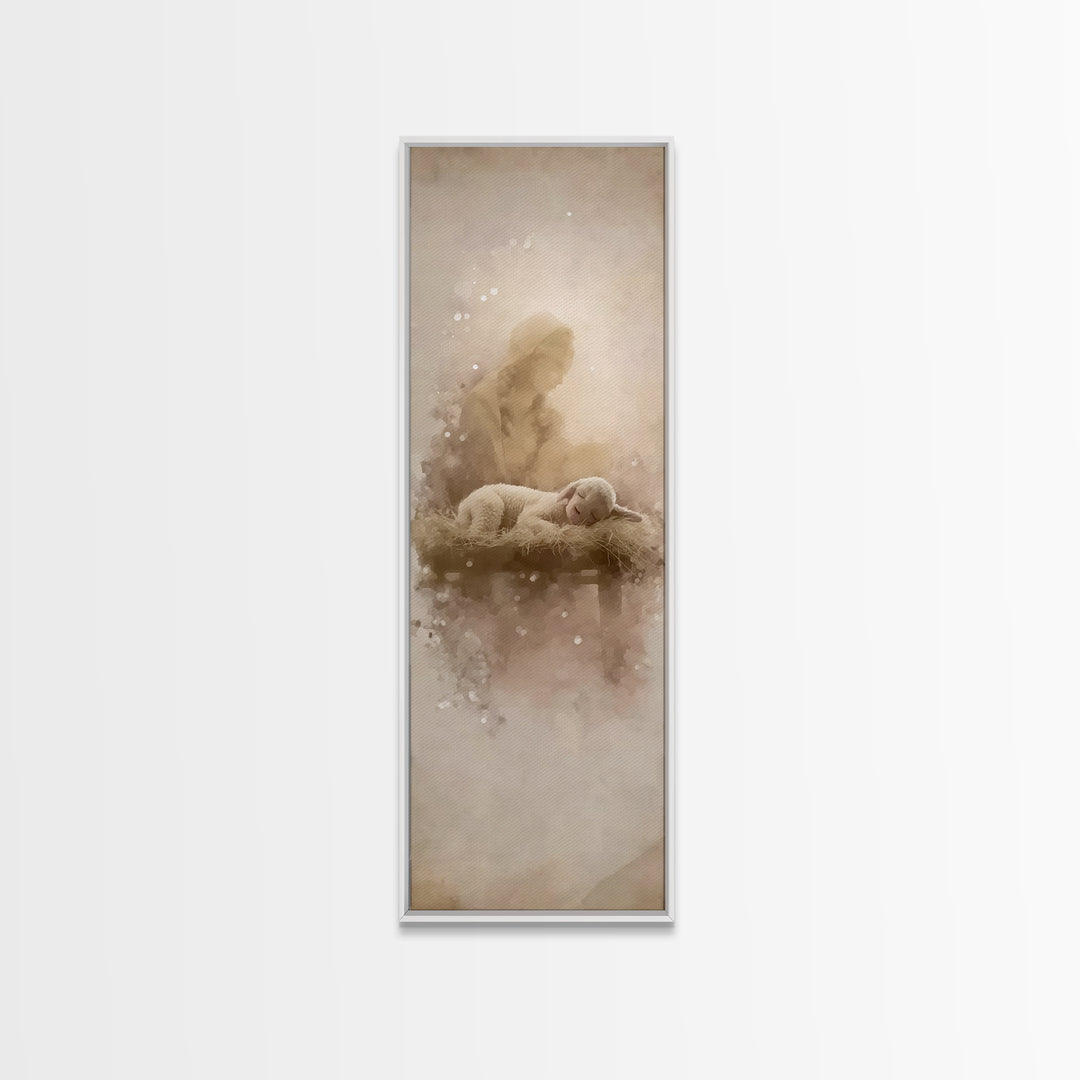Lamb Of Pure Light – Framed Canvas Print – Tall Skinny Art Print – Christian Art – Christian Art Canvas – Christmas Art – Christian Wall Ar