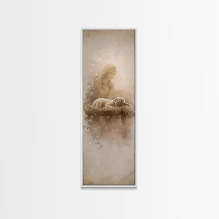 Lamb Of Pure Light – Framed Canvas Print – Tall Skinny Art Print – Christian Art – Christian Art Canvas – Christmas Art – Christian Wall Ar