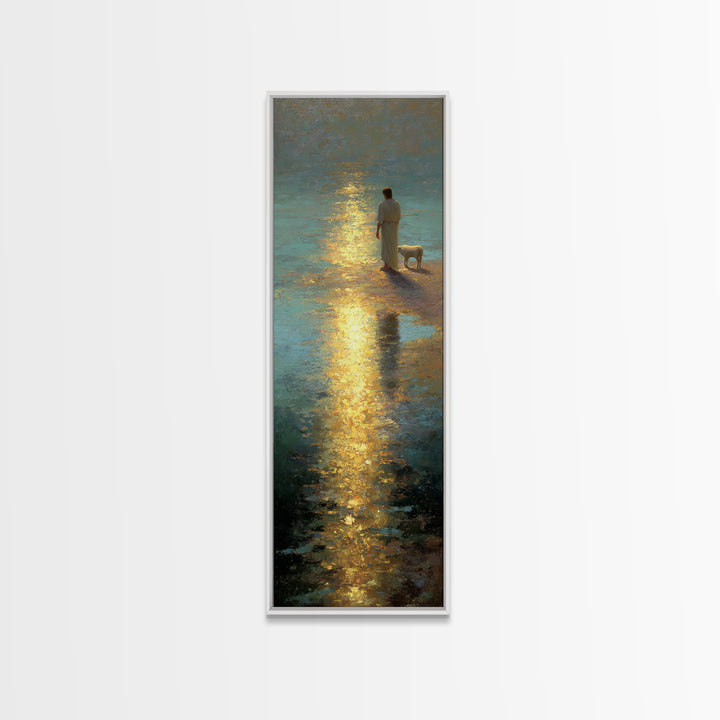 Guiding River Hope – Framed Canvas Print – Christian Christmas Art – Jesus Painting – Christian Art Canvas – Tall Skinny Art Print