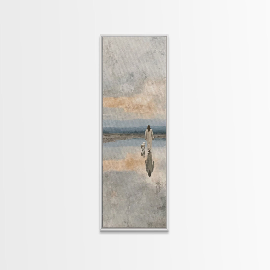 Path Of Still Waters – Framed Canvas Print – Christian Wall Art – Jesus Painting – Christian Art Canvas – Narrow Art – Christian Art