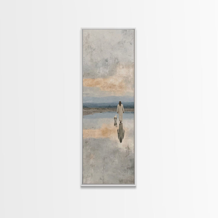 Path Of Still Waters – Framed Canvas Print – Christian Wall Art – Jesus Painting – Christian Art Canvas – Narrow Art – Christian Art