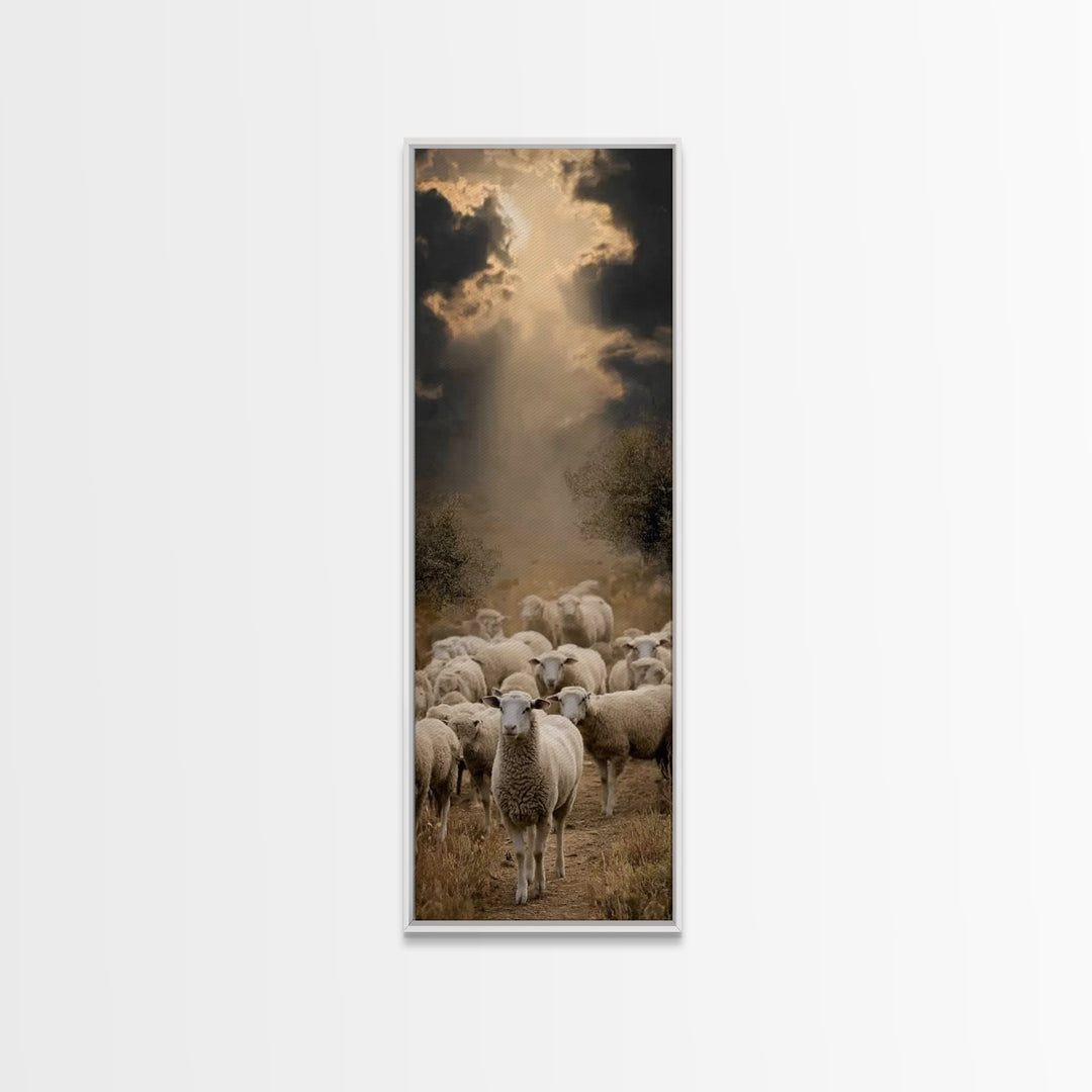 Light Over The Fold – Framed Canvas Print – Christian Art Canvas – Christian Wall Art – Christian Art – Skinny Art – Jesus Painting