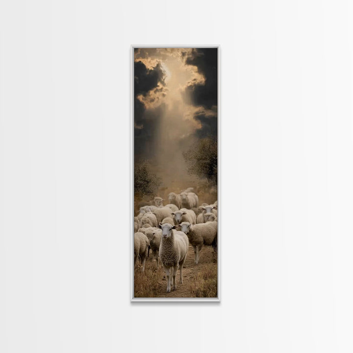 Light Over The Fold – Framed Canvas Print – Christian Art Canvas – Christian Wall Art – Christian Art – Skinny Art – Jesus Painting